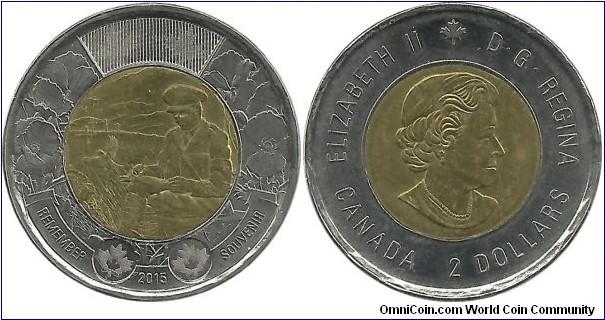 Canada 2 Dollars 2015-Remember Souvenir