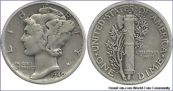 USA 10 Cents 1940