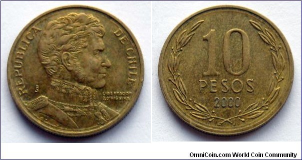 Chile 10 pesos.
2000