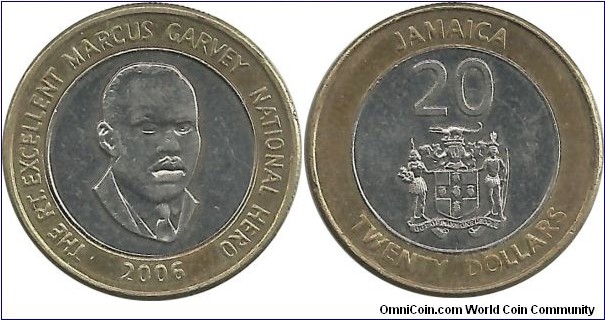 Jamaica 20 Dollars 2006