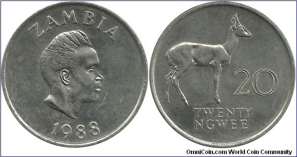 Zambia 20 Ngwee 1988