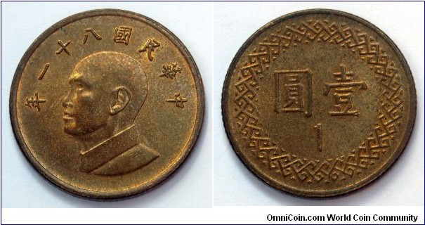 Taiwan 1 yuan.
1992