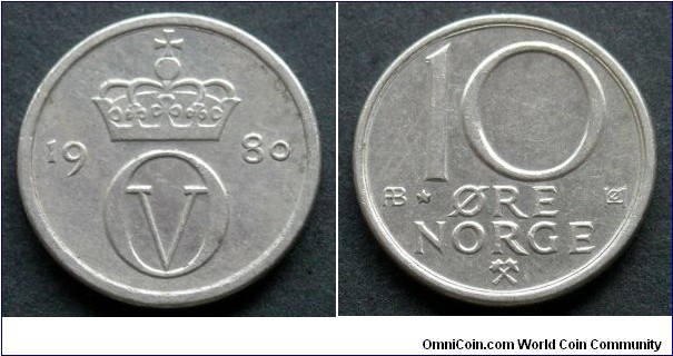 Norway 10 ore.
1980 (AB*)