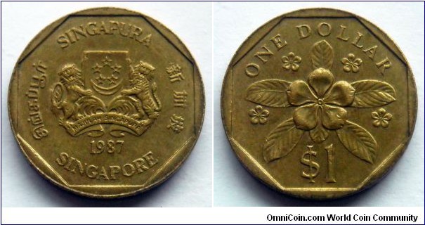 Singapore 1 dollar.
1987