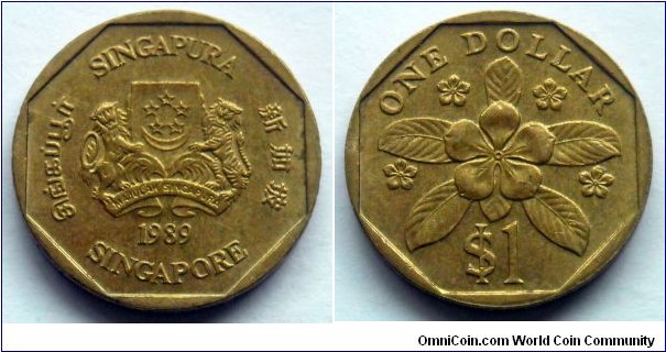 Singapore 1 dollar.
1989