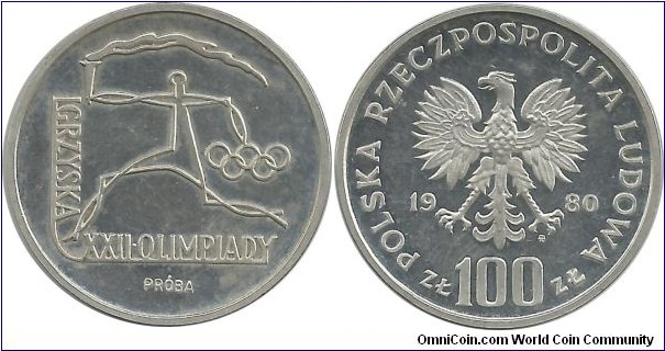 Poland 100 Złotych 1980-Olympic Games Moscow (PRÓBA)