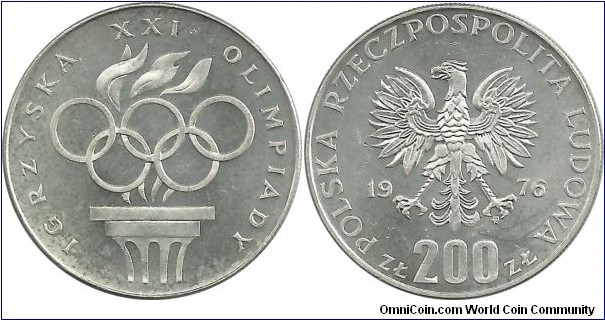 Poland 200 Złotych 1976 - 21.Summer Olympic Games in Montreal-Canada