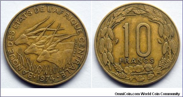 Central African States 10 francs. 1974