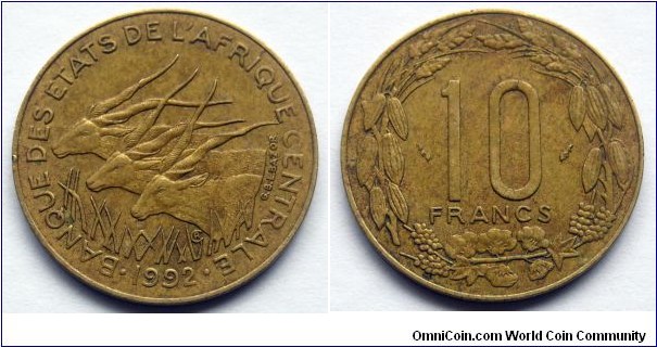 Central African States 10 francs. 1992