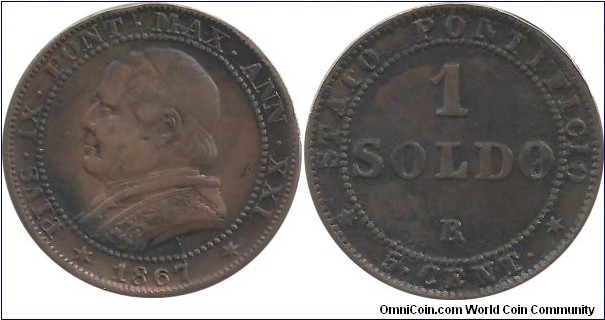 Papal State 1 Soldo/5 Centesimi 1867R (2. coin)