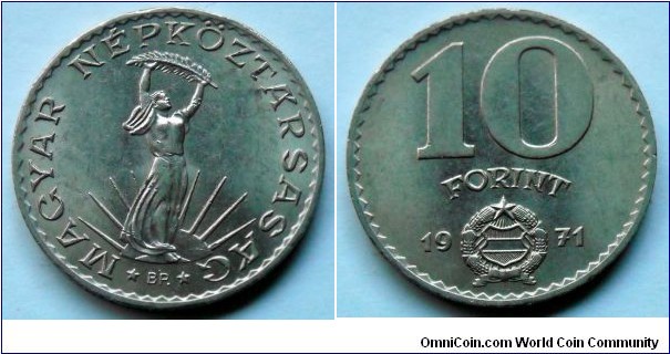 Hungary 10 forint.
1971