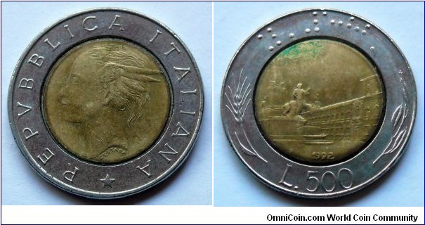 Italy 500 lire.
1992
