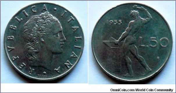 Italy 50 lire.
1955