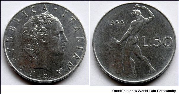 Italy 50 lire.
1956