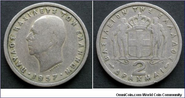 Greece 2 drachmai.
1957