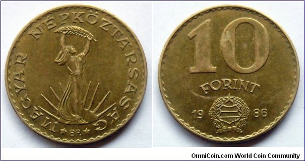 Hungary 10 forint.
1986 (II)