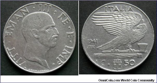 Italy 50 centesimi.
1941