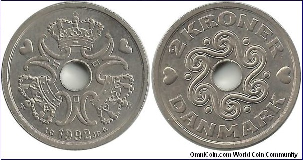 Denmark 2 Kroner 1992