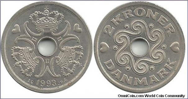 Denmark 2 Kroner 1993