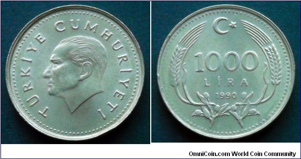 Turkey 1000 lira.
1990