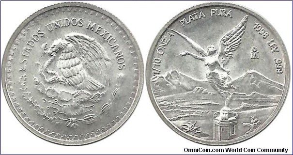 Mexico 1/10 Onza Silver 1998