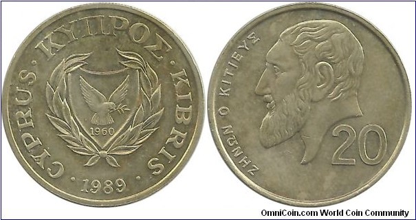 Cyprus-Republic 20 Cents 1989