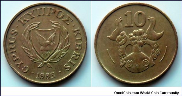 Cyprus 10 cents.
1983