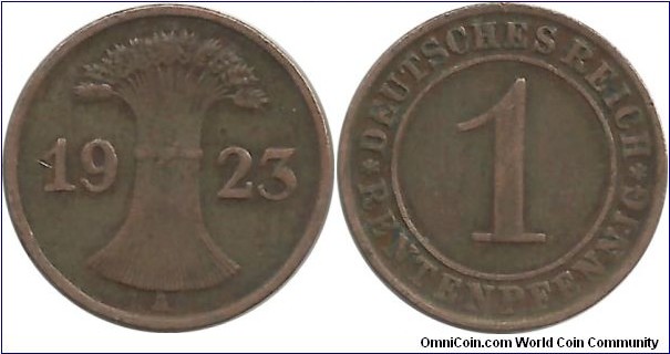 GermanyWeimar 1 Rentenpfennig 1923A