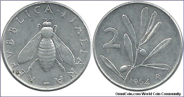 Italy 2 Lire 1954