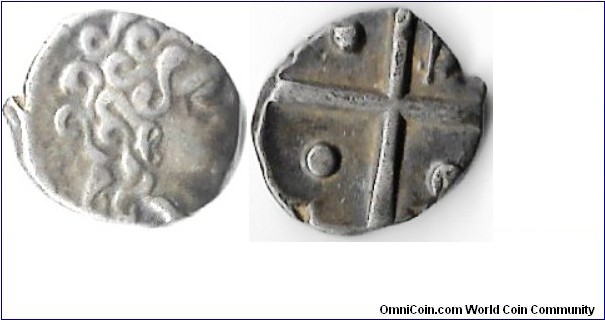 Silver drachm of the Volcae (Volques) Tectosages, a tribe from the area of Toulouse.