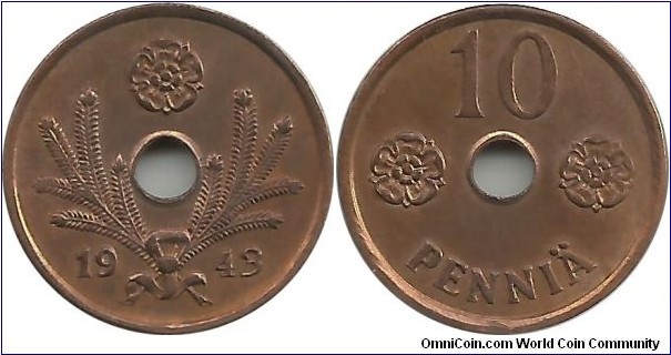 Finland 10 Penniä 1943