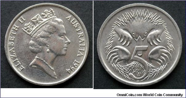 Australia 5 cents.
1994
