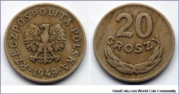 Poland 20 groszy.
1949, Cu-ni (II)