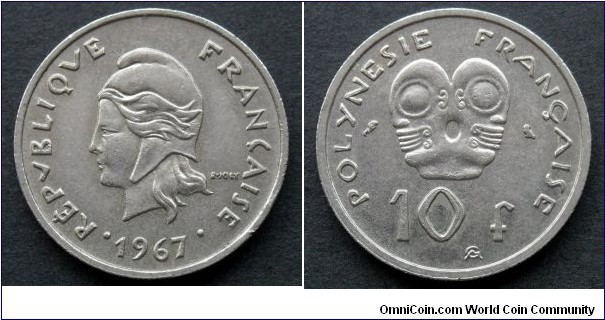 French Polynesia 10 francs. 1967