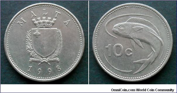 Malta 10 cents.
1998