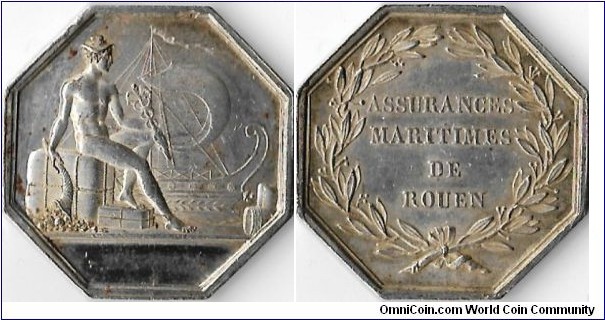 silver jeton struck fr the Assurances Maritimes de Rouen circa 1820/30