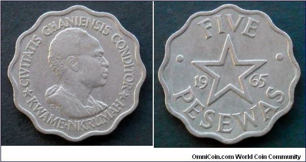 Ghana 5 pesewas.
1965