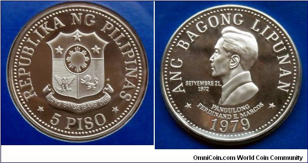 Philippines 5 piso. 1979,
Proof from Franklin mint. Mintage: 3.645 pieces.