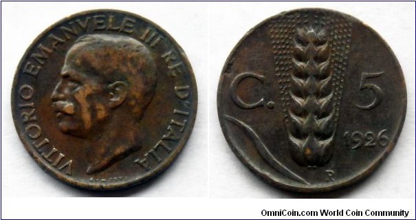 Italy 5 centesimi.
1926