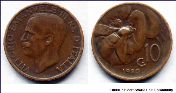 Italy 10 centesimi.
1920