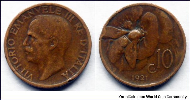 Italy 10 centesimi.
1921 (II)