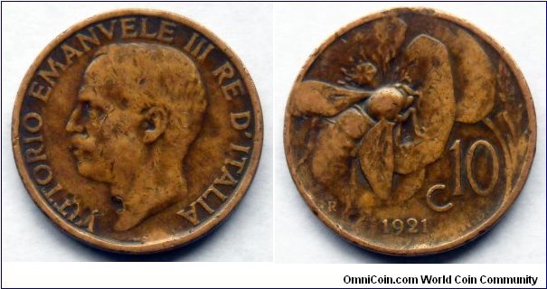 Italy 10 centesimi.
1921 (III)