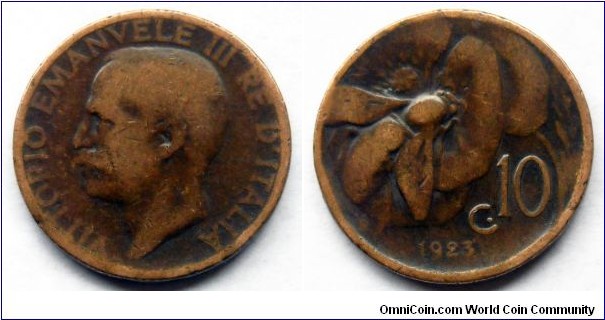 Italy 10 centesimi.
1923 (II)