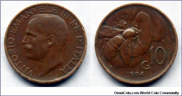 Italy 10 centesimi.
1924