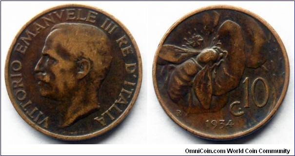 Italy 10 centesimi.
1934