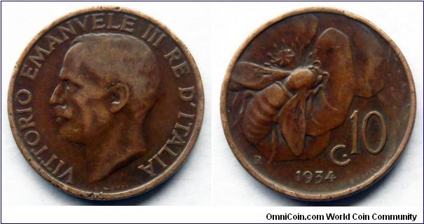 Italy 10 centesimi.
1934 (II)