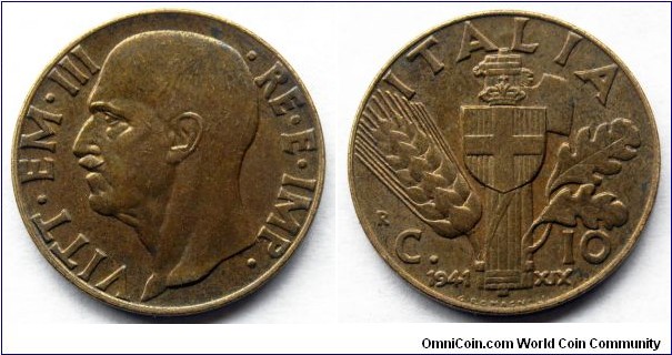 Italy 10 centesimi.
1941, Bronzital