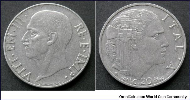 Italy 20 centesimi.
1939, Acmonital (IV)