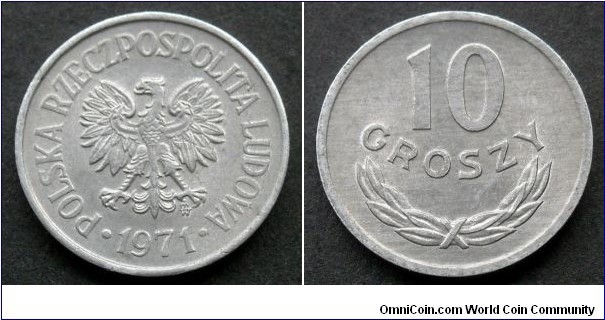 Poland 10 groszy.
1971 (MW)