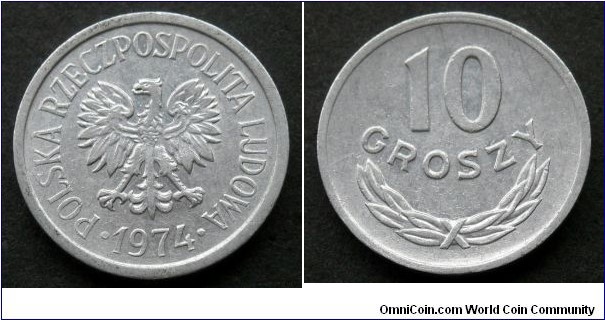 Poland 10 groszy.
1974 (Kremnica)